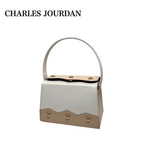 ☆良品☆ CHARLES JOURDAN シャルルジョルダン/ヴィンテージゴールド金具/バイカラー/ハンドバッグ パーティーバッグ