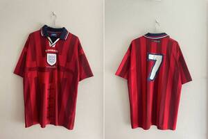 A8/192★レア★1998 フランス France ワールドカップ WORLD CUP★アンブロ UMBRO イングランド代表 ENGLAND 98 Away ユニフォーム No7☆L