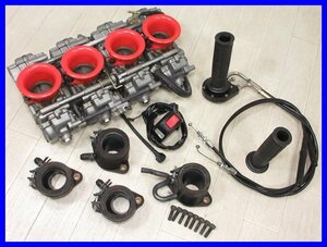 ！☆テ582 XJR1200 4KG キャブレターセット FCR39 ハイスロキット アクセルワイヤー インシュレーター 右スイッチ 実動車外し 動画有 100