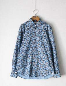 【 ANGLAIS アングレー 】Indigo Print Shirts インディゴ プリント 長袖シャツ L サイズ M552023 定価\18,000＋税 サファリ掲載