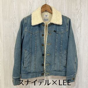 snidel×Lee デニムボアジャケット フリーサイズ スナイデル別注 LEE ボア デニム モコモコGジャン ブリーチ 古着 ユニセックス アウター