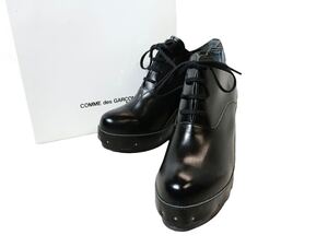 (D) COMME des GARCONS コムデギャルソン 12AW 二次元期 レザー ショートブーツ 24.5 ブラック ヒール シューズ (ma)