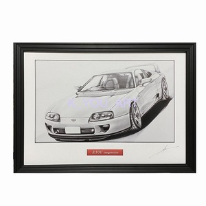 トヨタ　TOYOTA　スープラA80　【鉛筆画】名車 旧車 イラスト A4サイズ 額付き サイン入り