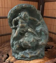 希少 時代 雷神像 仏像 銅製 ブロンズ 北村西望 文化勲章受賞 日本芸術会員