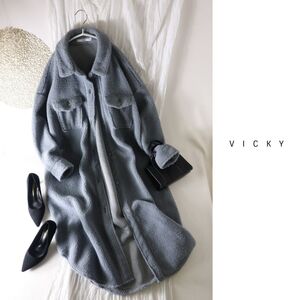 1.4万☆超美品☆ビッキー VICKY☆洗える CPO ボアロングコート 2サイズ☆E-M 5922