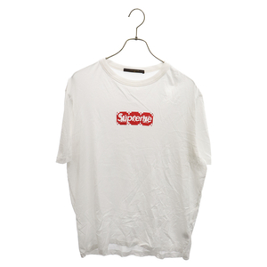 ルイヴィトン 17AW×Box Logo Tee シュプリーム モノグラムボックスロゴ半袖Tシャツ ホワイト/レッド HDY92WJC8 413N