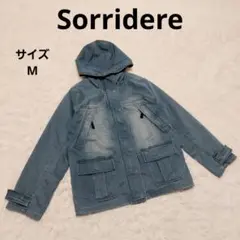 Sorridere デニムフードパーカー M ブルー フルジップ 個性的 レトロ