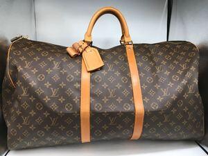 １円【 LOUIS VUITTON】 キーポル モノグラム ボストンバッグ ルイヴィトン ブラウン ヴィトン ユニセックス キーポル60