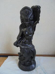 木彫り 女性像-黒-/ハワイ民芸品 フラダンス女性像/木彫り 置物/Hawaii ダンサー像