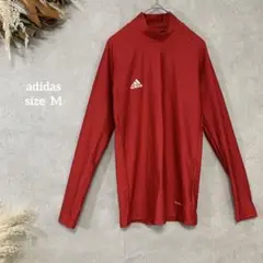 146 adidas 赤 ハイネック 長袖 スポーツウェア インナー ストレッチ