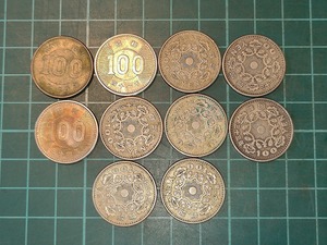 【1円スタート】日本国　100円銀貨　鳳凰　稲穂　オリンピック　おまとめ10枚セット 