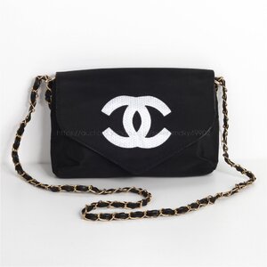 シャネル CHANEL ノベルティ VIPギフト ショルダーバッグ スパンコール ココマーク 斜めがけ ブラック 封筒モチーフ レディース ブランド