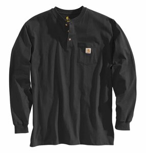 送料無料！即決 Carhartt カーハート K128 ヘンリーネック ポケットTシャツ 長袖 ワークウェア BLACK　L