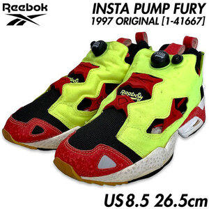 稀少■1997年製 REEBOK (リーボック) INSTA PUMP FURY インスタ ポンプフューリー 1st 赤黄黒 レッド/イエロー US8.5 26.5㎝ [1-41667]