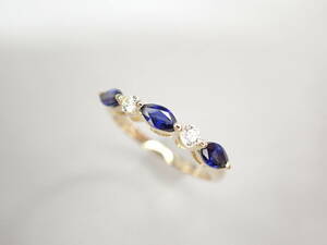 6/美品 ミキモト K18 サファイア計0.53ct ダイヤ リング 指輪