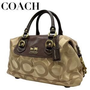 COACH コーチ　s84 オプアート　マディソン　ハンドバッグ　馬車金具　茶