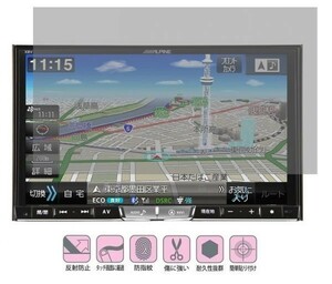 10-04-01【8インチ】アルパイン ALPINE X8V/X8/X800用 反射、指紋 キズ防止 抗菌 目を保護 気泡ゼロ液晶保護フィルム