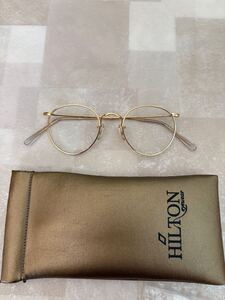 hilton classic 1 47-20 ヒルトンクラシック パント 金張り frame made in England 英国製 メガネ　70s VINTAGE algha ボストン