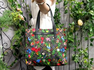 ●超美品●新品同様●FURLA フルラ●ディジット●花柄●ナイロン カーフ レザー 本革●トート バッグ●マルチカラー●G金具●A4●Js47431