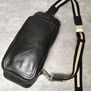 ◆極美品/近代モデル◆ BALLY バリー メンズ ビジネス ボディバッグ ショルダー 斜め掛け トレインスポッティング オールレザー ブラック