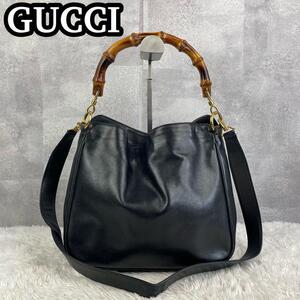 オールドグッチ　2wayショルダーバッグ　バンブー　レザー　ゴールド金具　GUCCI グッチ　ショルダーバッグ　ハンドバッグ　トートバッグ　