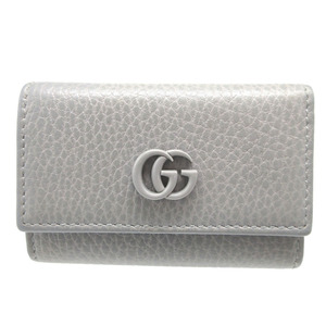 美品 グッチ GGマーモント 456118 レザー グレー 6連 キーケース 0797 GUCCI