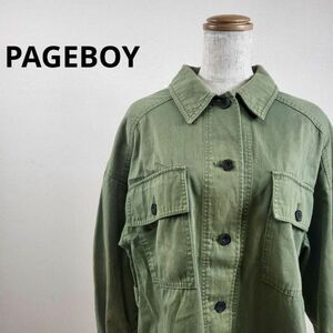 PAGEBOY　コットン100％　長袖シャツ　色褪せグリーン　カーキ