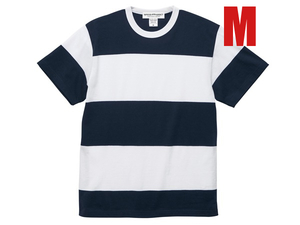 SUPER BOLD BORDER T-shirt NAVY × WHITE M/スーパーボールドボーダーtシャツネイビーホワイトしまワイドボーダー柄ラガーシャツラグビー