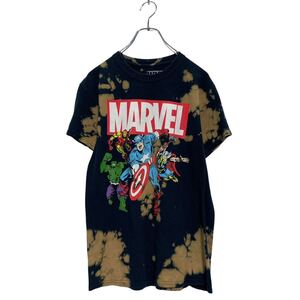 MARVEL 半袖 キャラクター タイダイTシャツ S ブラック ベージュ マーベル クルーネック アベンジャーズ 古着卸 アメリカ仕入 a604-6871