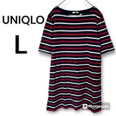 UNIQLO ユニクロ ワンピース ボーダー 半袖 春夏 L コットン100%