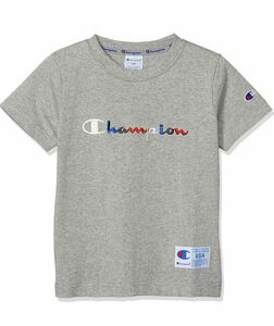 新品14081 champion チャンピオン　130cm グレー　カラフルロゴ半袖Tシャツお出かけ着着替え通園通学男女兼用ユニセックスT-SHIRT