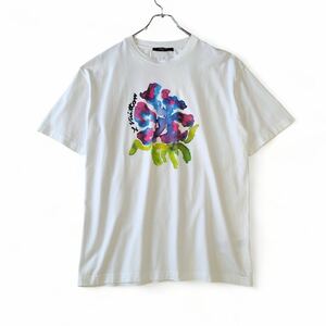 ほぼ未使用/XL◎LOUIS VUITTON 22SS プリンテッドフラワードロップショルダー Tシャツ ホワイト 白 カットソー メンズ クルー ルイヴィトン