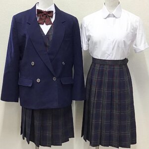 O512/T877(中古)栃木県 鬼怒中学校 女子制服7点 /S/L/LL/160/13-65/W66/丈54/ブレザー/ベスト/スカート/リボン/School Suits/高校/卒業生品