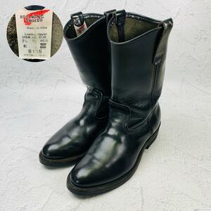 【希少・良品】RED WING レッドウイング 8155 ペコスブーツ 黒 ブラック 7.5 25.5cm 限定生産 廃盤 ロガーブーツ グッドイヤーウエルト