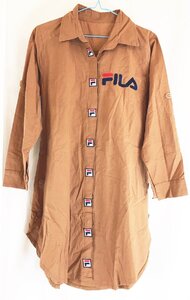 FILA フィラ 茶系 長袖 ロング丈ブラウス 隠しボタン仕様 Lぐらい NU-14 20240819