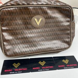 R10/【中古品】MARIO VALENTINO クラッチバッグ セカンドバッグ ブラウン キャンバス 