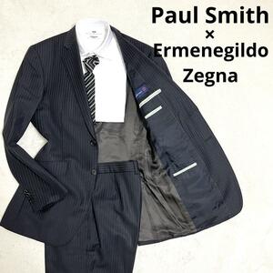 545 Paul Smith ポールスミス × Ermenegildo Zegna エルメネジルド ゼニア セットアップスーツ ブラック L