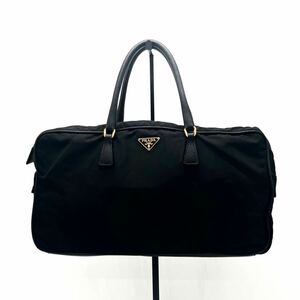 1円 美品 PRADA プラダ 三角ロゴ プレート サフィアーノ レザー ハンド バッグ 白タグ79 dD1018N