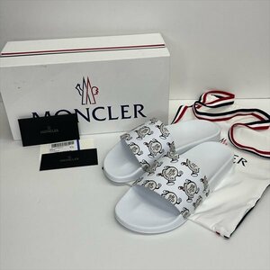 MONCLER モンクレール BASILE バジーレ #42 スライドシャワーサンダル ラバー ロゴプリント ホワイト 白 未使用保管品 箱/保存袋付き 新品