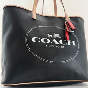 1円~ 未使用級/ コーチ COACH トートバッグ ハンドバッグ レザー 本革 ブラック 肩掛け ビジネス 大容量 A4可 レディース メンズ