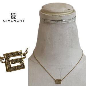 GIVENCHY PARIS VINTAGE ジバンシイ パリス ヴィンテージ 1980s アクセサリー Gロゴストーン装飾トップ チェーンネックレス アーカイブ