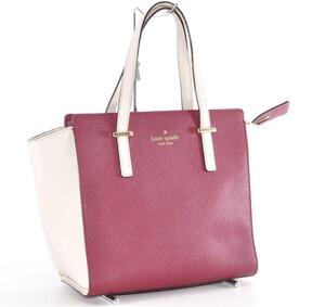 美品 Kate Spade ケイトスペード ハンドバッグ 手さげかばん レザー 革 レッド 赤 ホワイト 白 1E4798