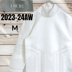 美品☆入手困難☆DIOR ディオール 315,000円 オブリーク 2023-24AW テクニカル セーター ニット ホワイト OBLIQUE 白 メッシュ トロッター