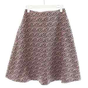 ルネ Rene 24AW Leopard Skirt フレアスカート ひざ丈 アニマル柄 ヒョウ柄 レオパード 34 S ピンク 黒 ブラック 6434210