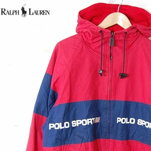 ポロ ラルフローレンPolo by Ralph Lauren■コットン ジップジャケット パーカー 裏起毛 /ナイガイ■170■レッド×ネイビー ※NK4902220