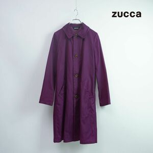 ZUcca ズッカ ポリエステル メッシュ素材 ステンカラーロングコート レディース アウター 紫 パープル サイズM*PC246