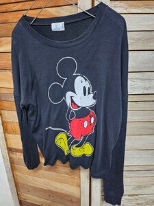 ZARA DISNEY ディズニー ミッキー カットオフスウェット プリント加工 希少 ブラック 黒