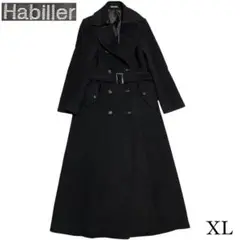 【Habiller】ラム混 マキシ丈ウールダブルチェスターコート 日本製 黒XL