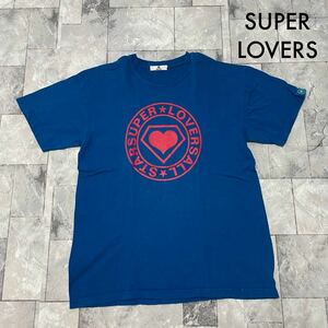 SUPER LOVERS スーパーラバーズ 90s 00s プリントTシャツ T-shirt 両面プリント 原宿 y2k ストリート ヴィンテージ ブルー 玉SS2288