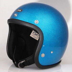 Lot-504 ジェットヘルメット SHM SG規格(全排気量) HELMETS ビンテージモデル スモールジェッペル 日本製 フレーク塗装 BLUE FLAKE